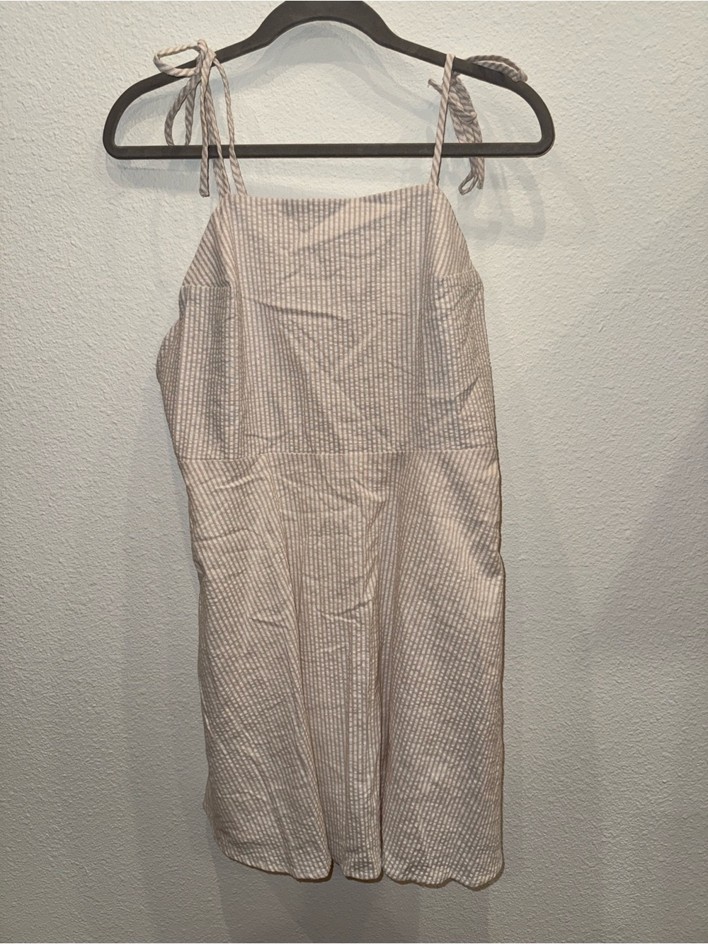 Lulu's Cream Striped Tie-Shoulder Jumpsuit Romper